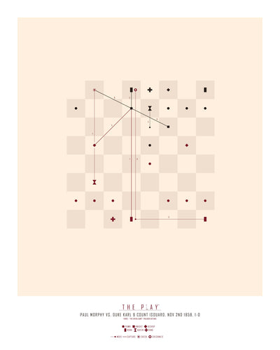 PAUL MORPHY, 1858-Skak-Friendly match-40x50-Oak Nature-THE PLAY®